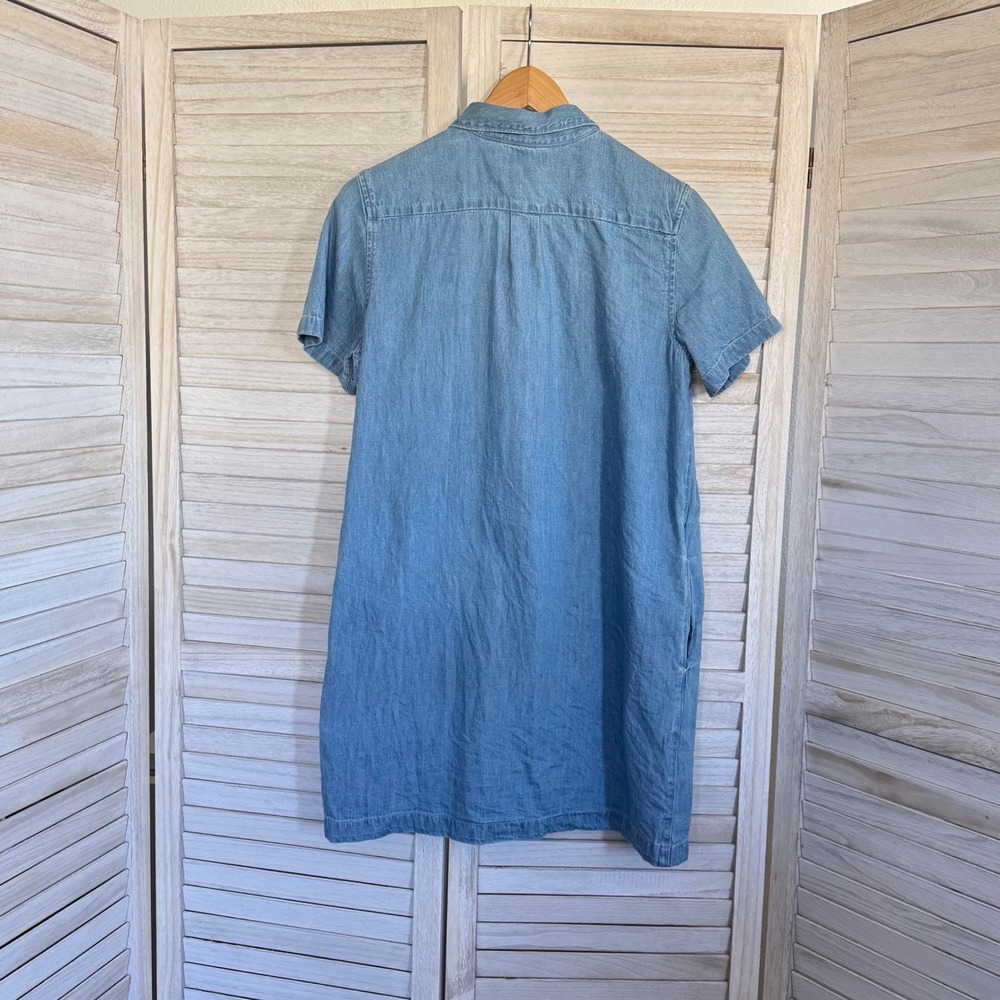 Levi's Women's Chambray Denim Shirt Dress Blue Button Front Short Sleeve Size S - Picture 2 of 10